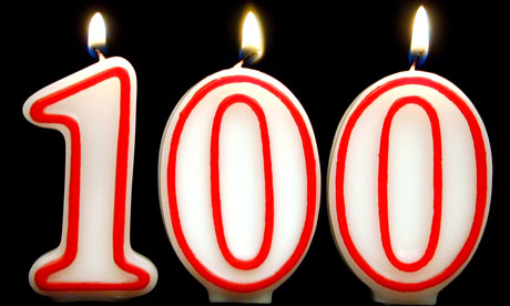 Centenarian birthday candles. (Photo by